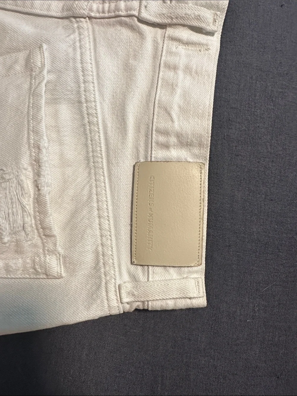 Citizens Of Humanity White Distressed Denim Shorts